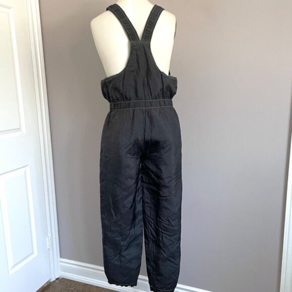 Vintage 80s Black Insulated Ski Pants Bib Overalls - Small - Picture 8 of 10